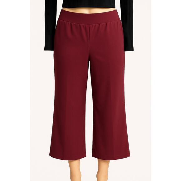 LOFT Women’s Wide-Leg Pull-On Pants – Burgundy – Size M – NWT - Picture 1 of 6